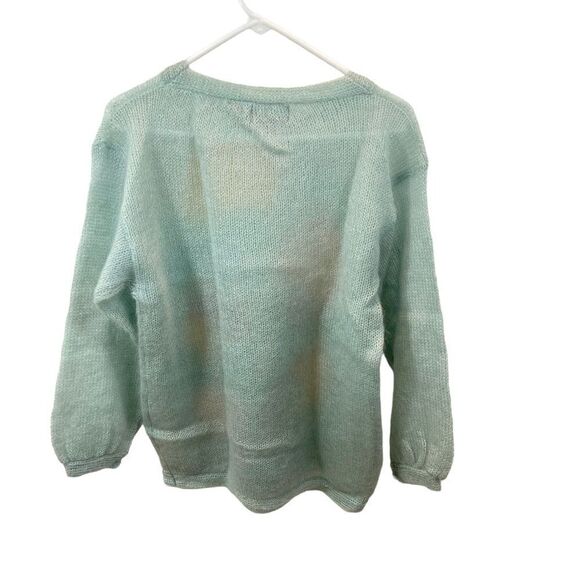 Vintage 80’s Renee Tener Blue Pastel Floral Mohair Blend Sweater Size Medium - Picture 12 of 14
